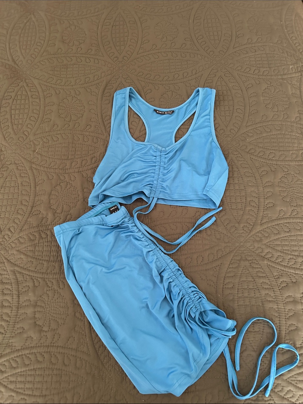 SHEIN Light Blue Ruched Drawstring Skirt Set - Picture 3 of 5